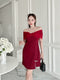 SIRINNN Mesh Off Shoulder Side Slit Mini Dresses